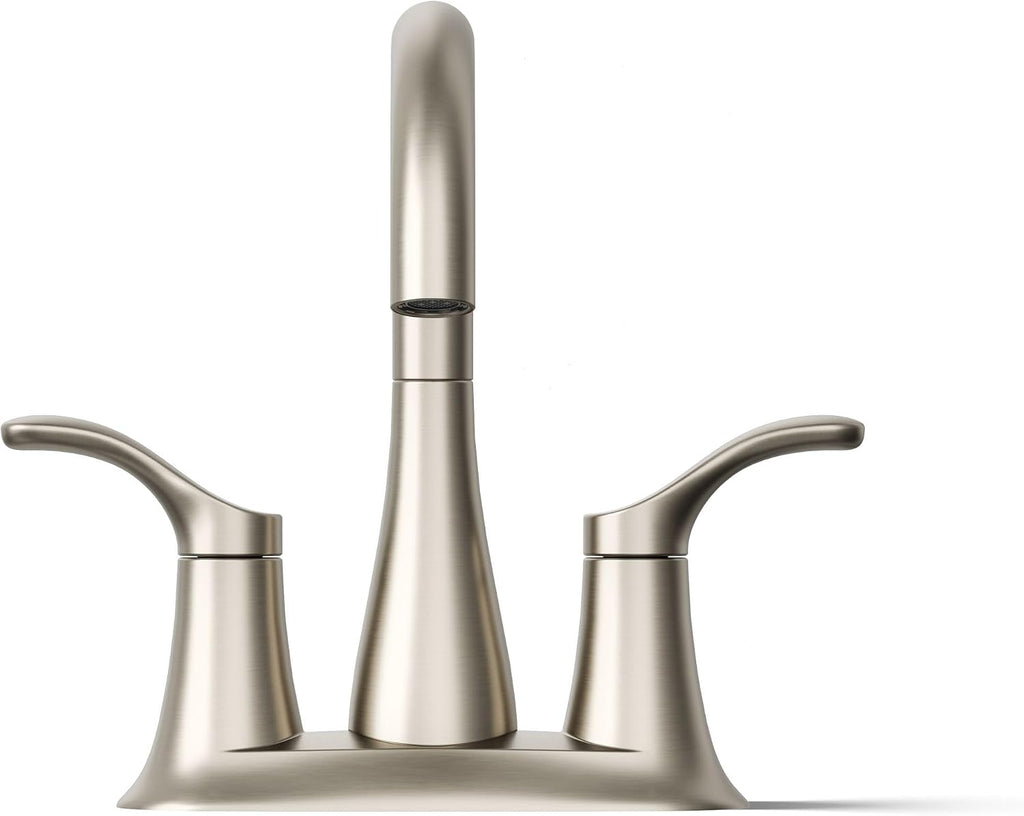 KOHLER K-27388-4-BN Simplice® Centerset Bathroom Sink Faucet, Bathroom Faucet 3-Hole Installation with Two Lever Handles and Clicker Drain, 1.2 GPM, Vibrant Brushed Nickel