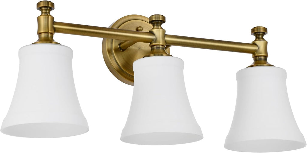 Champagne Bronze Bathroom Vanity Light Fixtures, Traditional Gold 3 Lights Wall Sconce Lighting with Large Opal Glass Shade, Porch Wall Mount Light Fixture for Bathroom, Mirror Cabinets Hallway Stairs