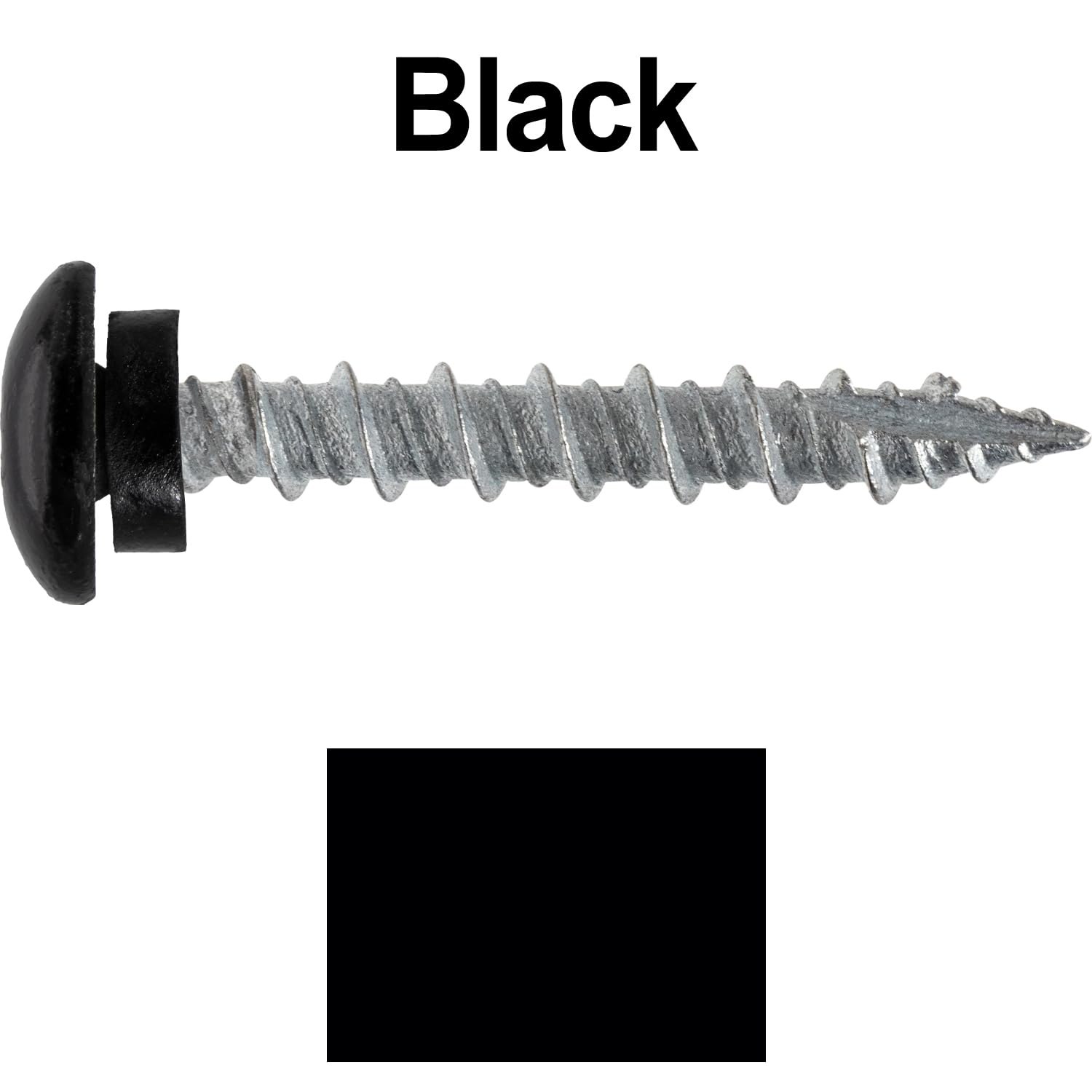 10 x 1-1/2' Black - Low Profile Star Head Roofing Screws - HI-LO Thread - Metal to Wood - T25 Torx Drive Head - EPDM Washer. 8 X 250 Bags - 2,000 Screws