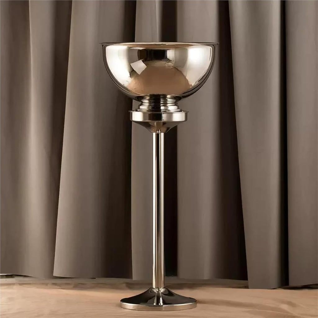 Ice Bucket with Stand， Wine Coolers and Cellar with Ice Bucket for Kitchen Bar and Outdoor for Family Party(Silver)