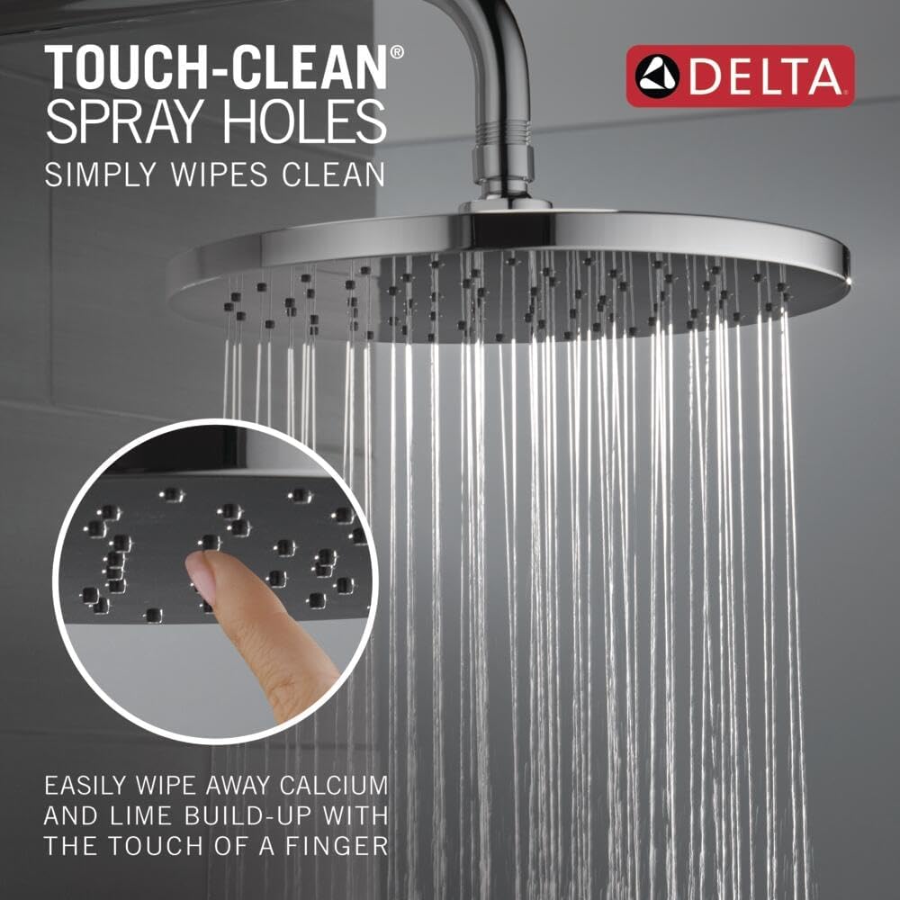 Delta Modern 14 Series Round Rain Shower Faucet Set, Chrome Shower Head and Handle Set, Valve Trim Kit, Chrome T14269-PP (Valve Not Included)