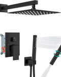 Aolemi Shower Faucet Set, High Pressure Shower System with 2-in-1 Handheld Sprayer, Wall Mount Fixture Combo with Rough-in Valve, 12 Inch Shower Head, Matte Black