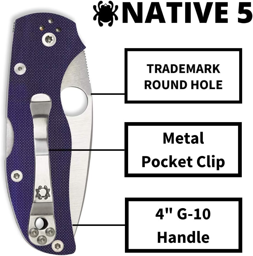 Spyderco Native 5 Signature Knife with 2.95' CPM S110V Steel Blade and Dark Blue G-10 Handle - PlainEdge - C41GPDBL5
