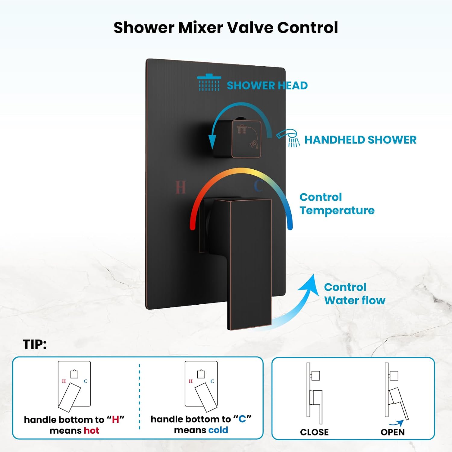 gotonovo Rainfall Bathroom Shower System Rain Shower Head and Handle Set Wall Mounted Shower Complete Combo Solid Brass Pressure Balancing Shower Mixer Valve 8 Inch Oil Rubbed Bronze