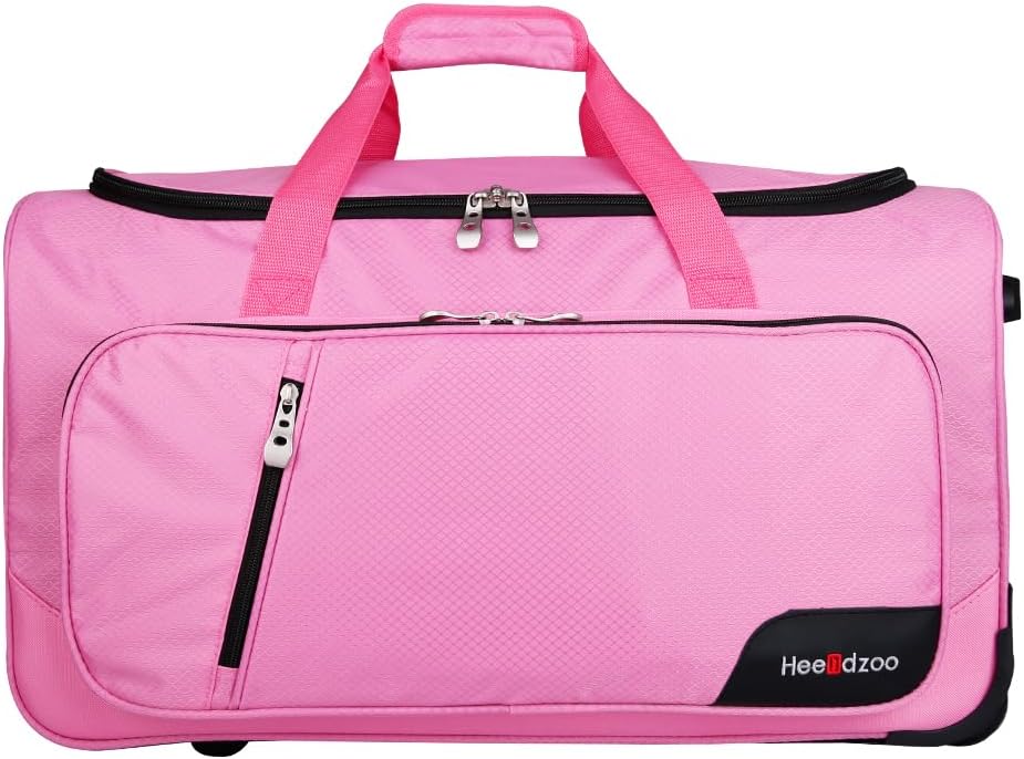 Dance Bag With Garment Rack,Dance Costumes Rolling Garment Bags For Travel,Garment Duffle Bag For Dance Competition, Wheeled Drop-Bottom Upright Luggage Closet Suitcase (23inch-Pink-E)