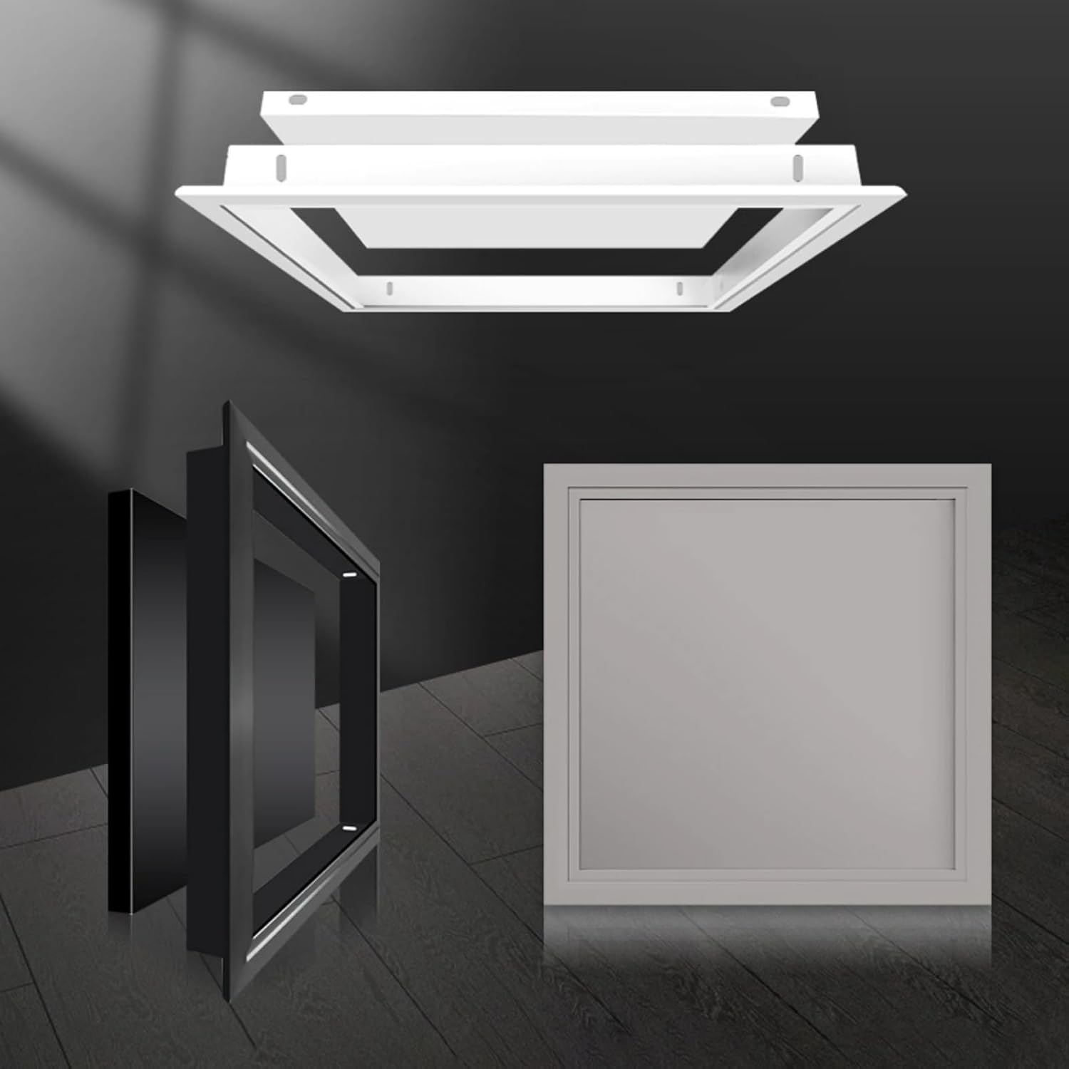 Black White Gray Metal Inspection Door, Classic Ceiling Access Panel with Screws, Customizable, Easy-to-Install Access Door(Black,12x24in/300x600mm)