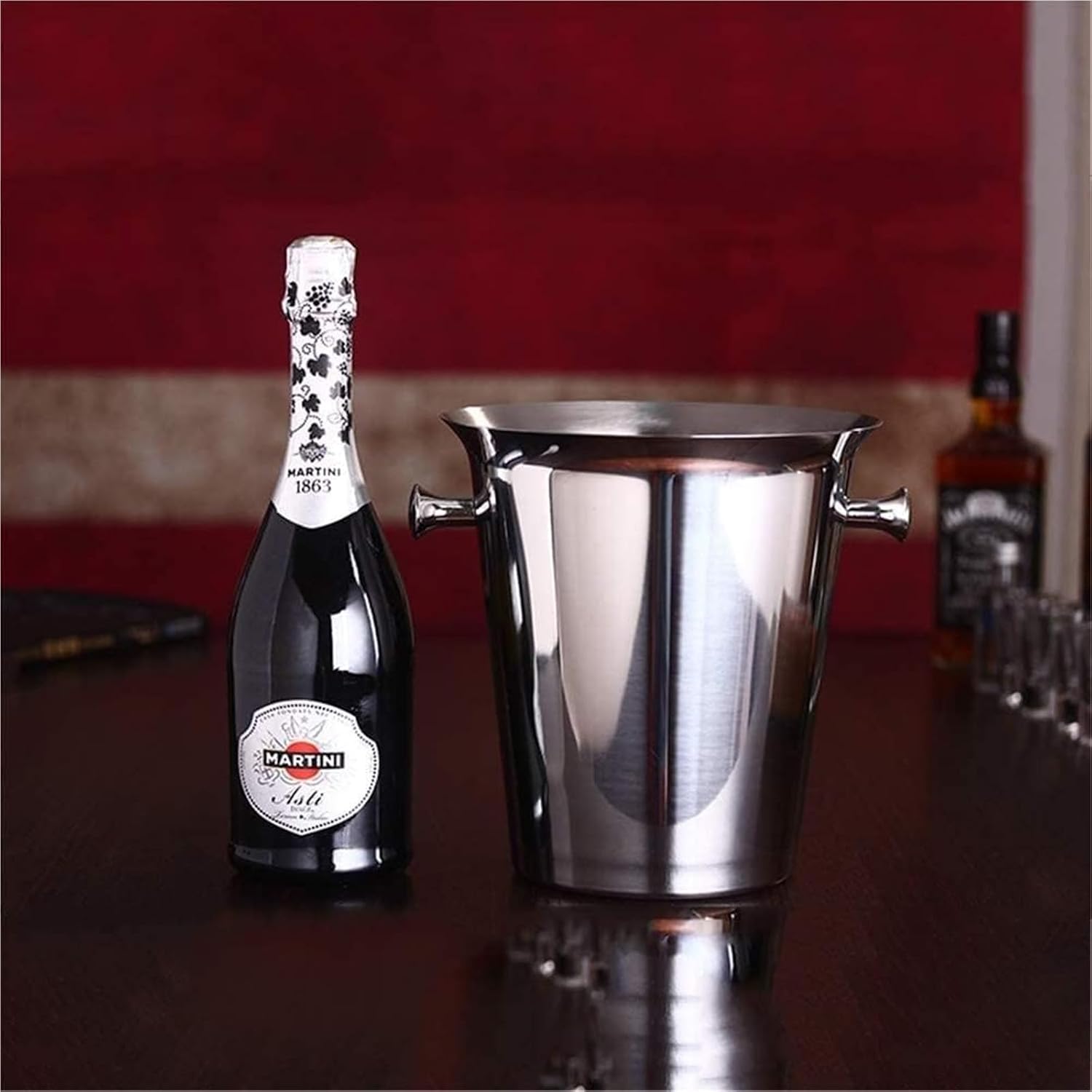 Ice Buckets for Parties, Golden Stainless Steel Double Wall Wine Bucket and Stand Holder