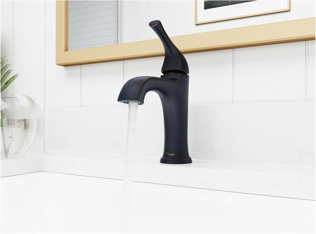 Pfister LG42-MCA0 McAllen 1.2 GPM Single Hole Bathroom Faucet with Pfast Connect, Pforever Seal Valves, Spot Defense, and TiteSeal – Includes Push & Seal Drain Assembly - Spot Defense Brushed Nickel