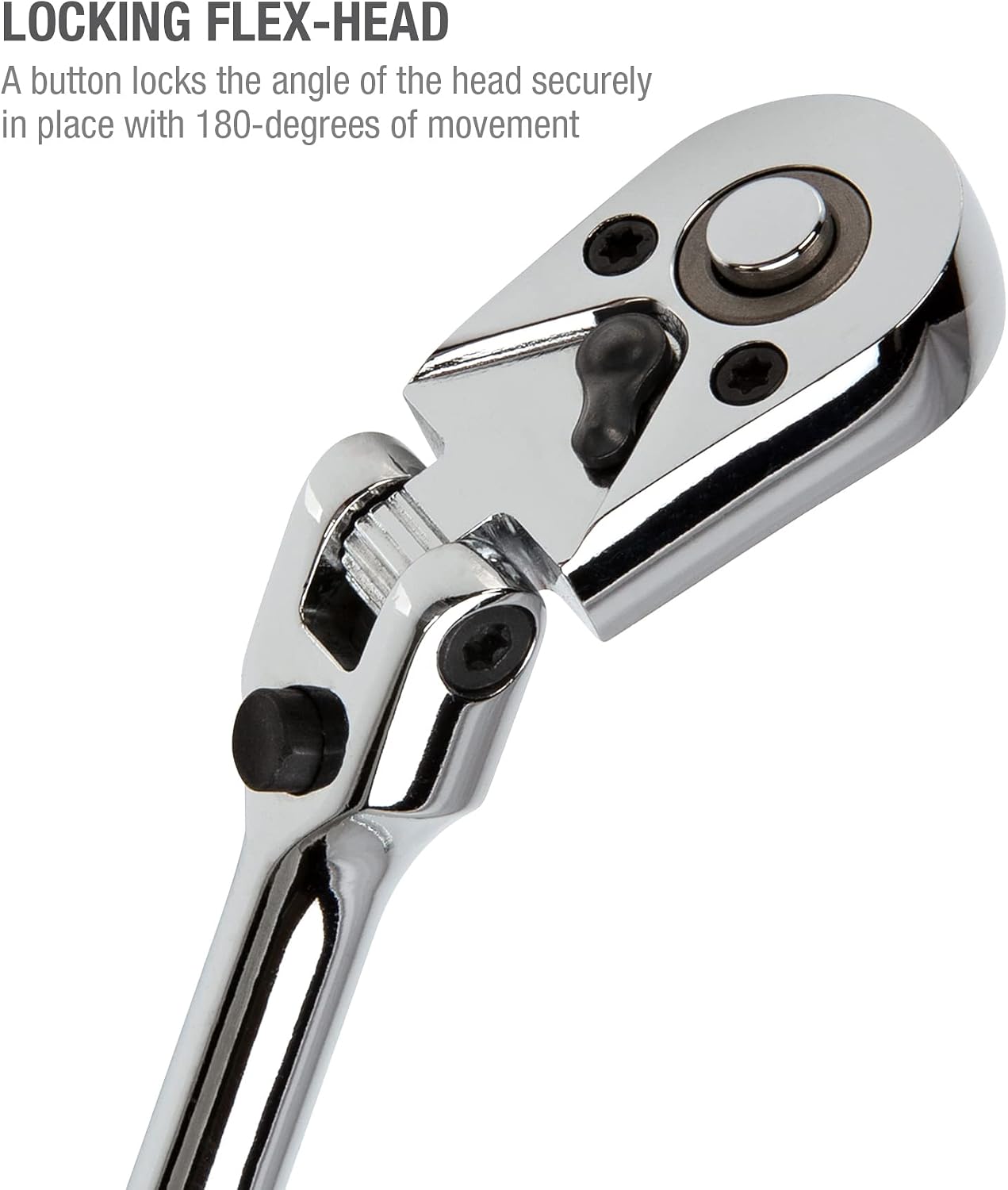 Steelman 180-Degree Locking Flex Head Ratchet Set, 72-Tooth, Reversible, Quick-Release, Long Handle, 3-Piece