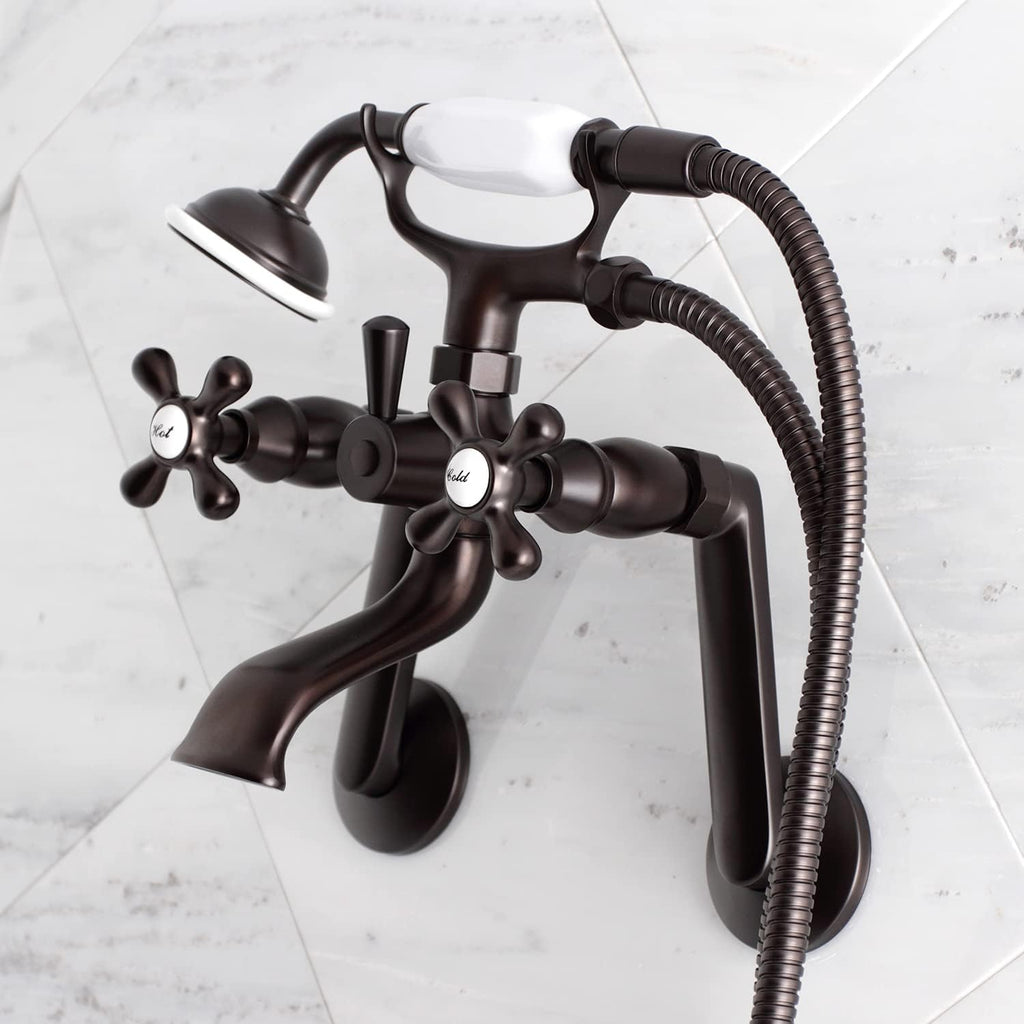 Kingston Brass KS269ORB Vintage Wall Mount Clawfoot Tub Filler with Hand Shower, Oil Rubbed Bronze , Oil-Rubbed Bronze 9.13 x 7.5 x 6