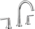 Delta Saylor Chrome Bathroom Faucet 3 Hole, 8 Inch Widespread Bathroom Sink Faucet for Vanity, Metal Push-Pop Drain Assembly, Chrome 3535-MPU-DST