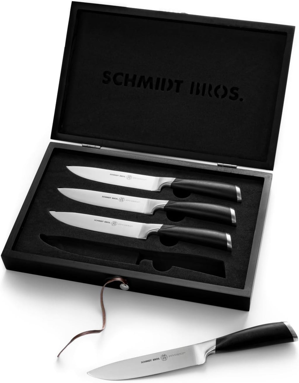 Schmidt Brothers - Heritage 4-Piece Jumbo Steak Knife Set, High-Carbon German Stainless Steel Cutlery