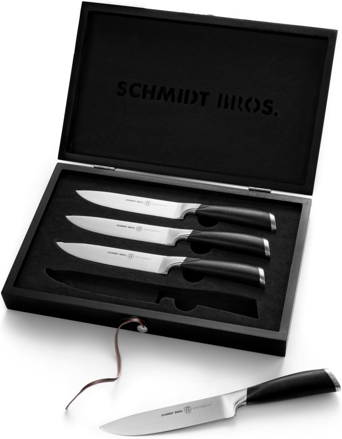 Schmidt Brothers - Heritage 4-Piece Jumbo Steak Knife Set, High-Carbon German Stainless Steel Cutlery