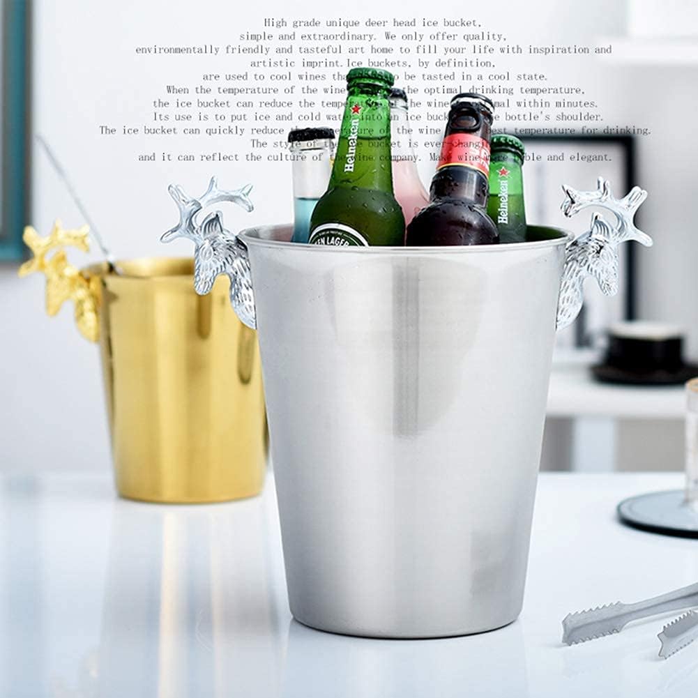 Ice Bucket, Ice Cube Storage Large Metal Champagne Ice Bucket, Stainless Steel Plated Ice Bucket Retro Ice Bucket Suitable for Beer, Wine and Cocktail Parties/Gold/s