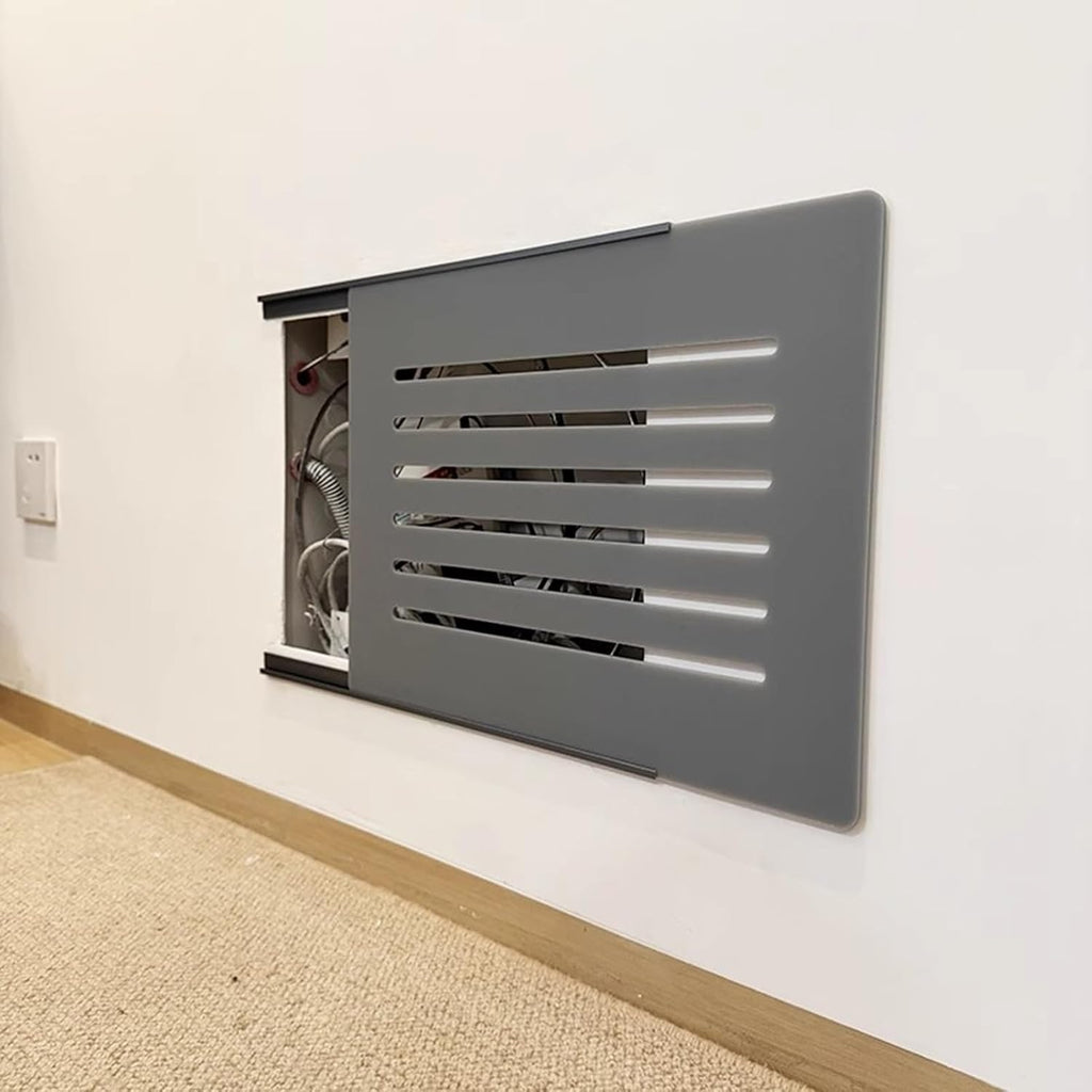 Electrical Panel Cover Sliding Breaker Box Cover with Self Adhesive Track, Extra Thin Electrical Panel Cover Decorative Wall, Safe Distribution Box Protective Lid(Gray B,55 x 45 cm/21.7 x 17.7 in)