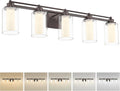 HWH 5-Light Bathroom Vanity Light Fixture, Oil-Rubbed Bronze Bathroom Lights Over Mirror, 30W 5CCT Dimmable LED Vanity Lights with Clear Glass, 5HLT63B-5W-LED ORB