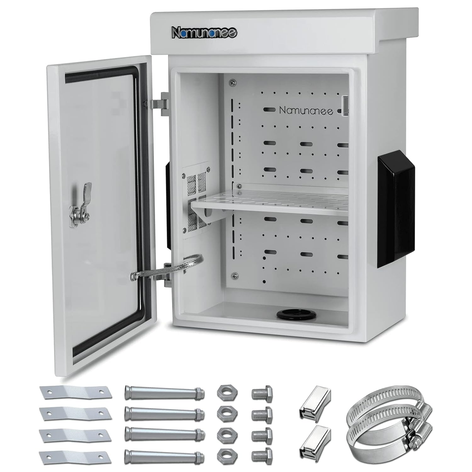 Outdoor Electrical Box, Cold-Rolled Steel Plate, Aluminum Alloy Back Beam, One-Piece Ventilation Design, IP65 Waterproof, Wall/Pole Mounted (17.8' x 13.8' x 8')