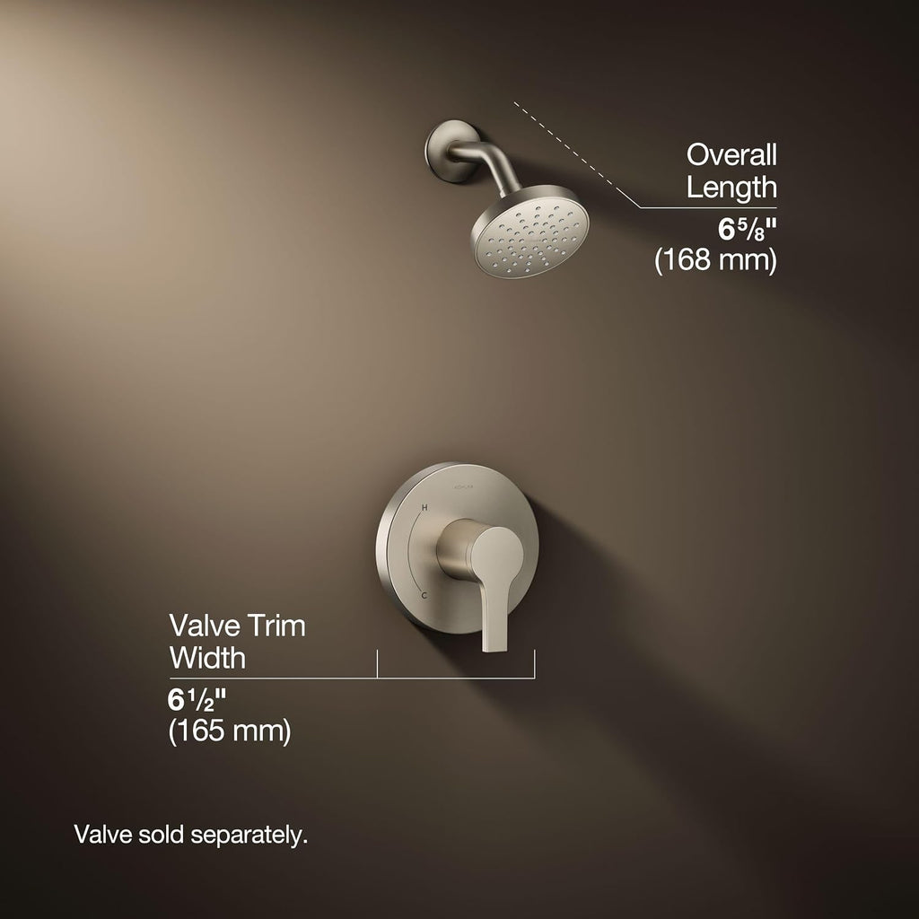 KOHLER TS35321-4Y-BN, Elate Rite-Temp Shower Trim with Single Function 2.5 GPM Showerhead, Vibrant Brushed Nickel, Relaxing Shower, Corrosion-Resistant