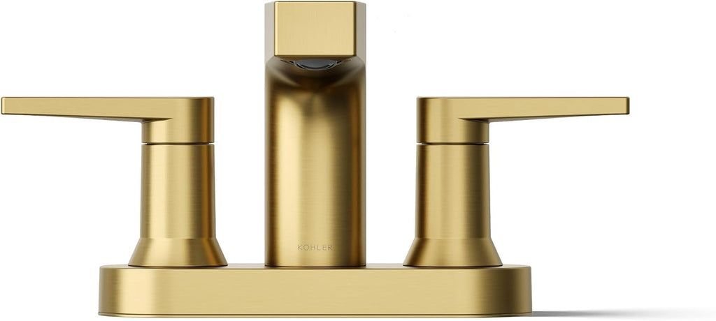 KOHLER K-97031-4-2MB Taut Centerset Bathroom Sink Faucet, 1.2 GPM, Two-Handle Faucet, Minimalist Design, Corrosion Resistant, Vibrant Brushed Moderne Brass