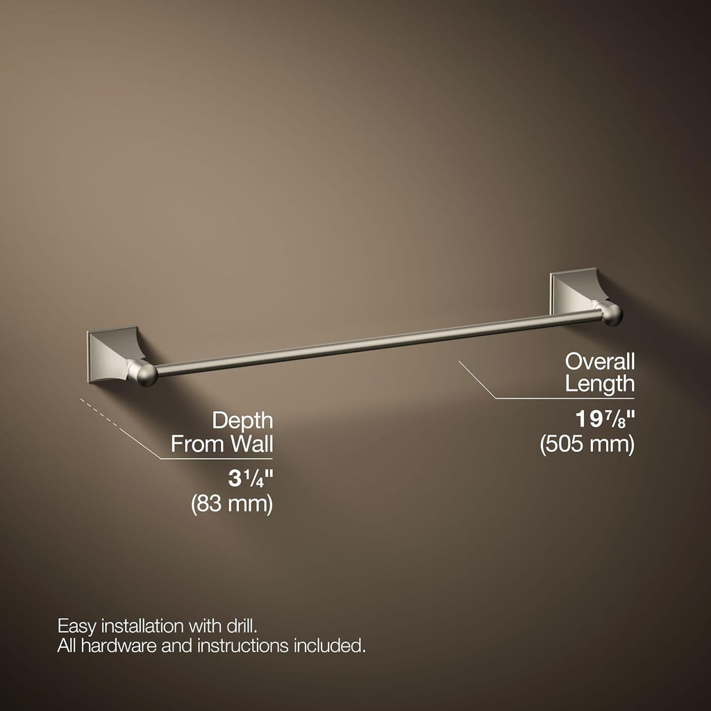 Kohler 485-BN Memoirs® Stately 18' Towel bar, Vibrant Brushed Nickel