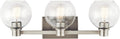 Kichler Harmony 24.5' Vanity Light in Brushed Nickel, 3-Light Traditional Bathroom Vanity with Clear Glass, (24.5' W x 8.25' H), 45894NI
