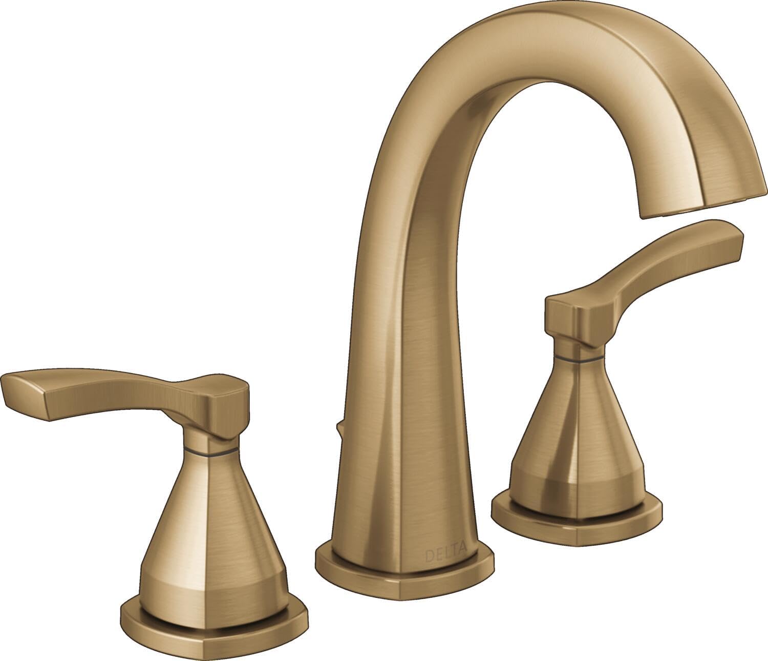 Delta Faucet Stryke Widespread Bathroom Faucet 3 Hole, Gold Bathroom Sink Faucet, 2 Handle Bathroom Faucet, Bath Faucet, Metal Pop-Up Drain Assembly, Lumicoat Champagne Bronze 35775-CZ-PR-MPU-DST