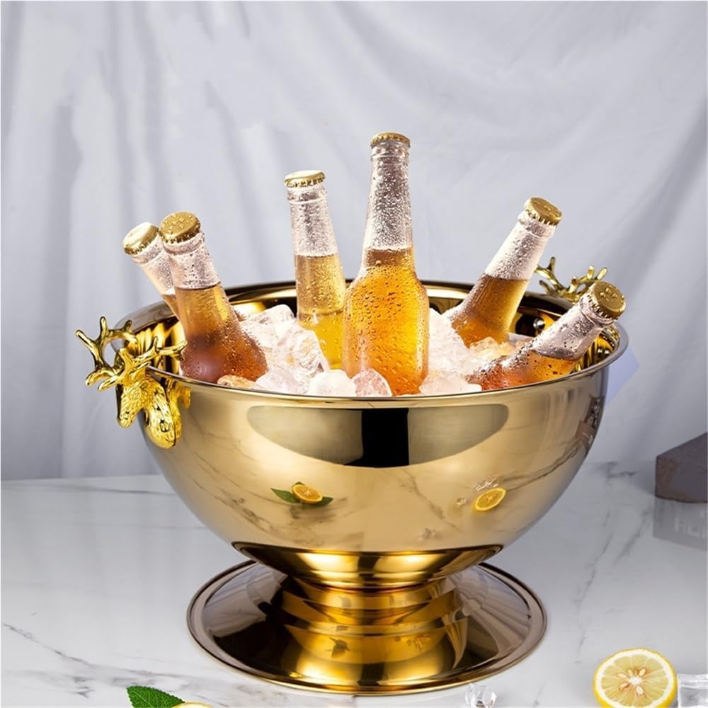 Pack of Two Ice Buckets for Parties, Large Capacity Champagne Bucket with Handles, Versatile Drink Buckets for Bar KTV, Metal Beverage Tub with Base(Pink)