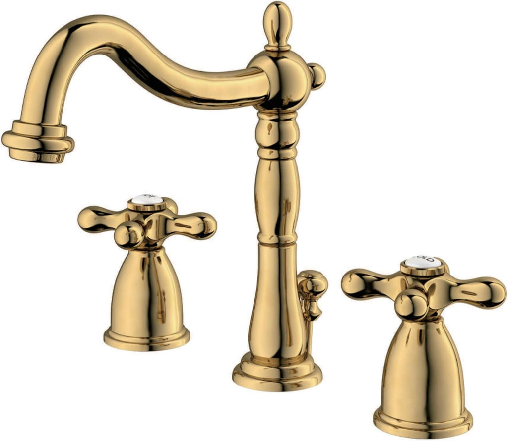 Kingston Brass KB1972AX Heritage Widespread Lavatory Faucet, Polished Brass, 8-Inch Adjustable Center