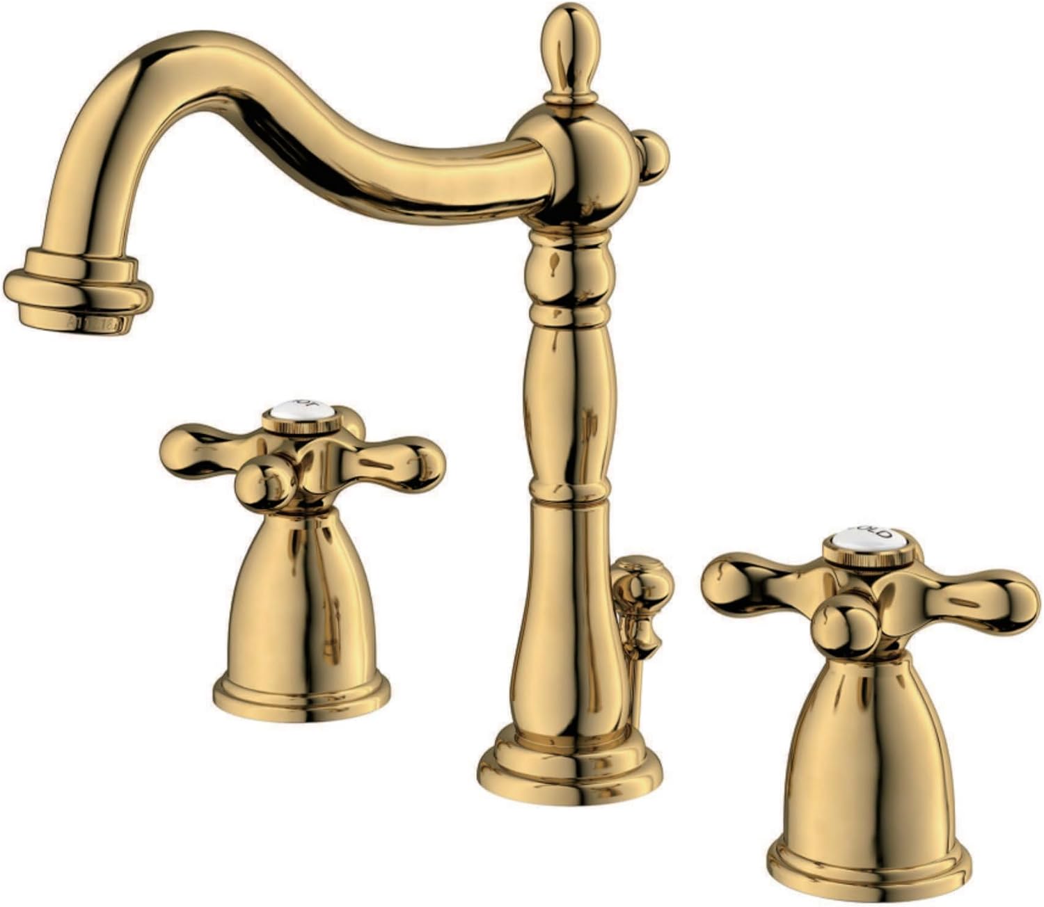 Kingston Brass KB1972AX Heritage Widespread Lavatory Faucet, Polished Brass, 8-Inch Adjustable Center