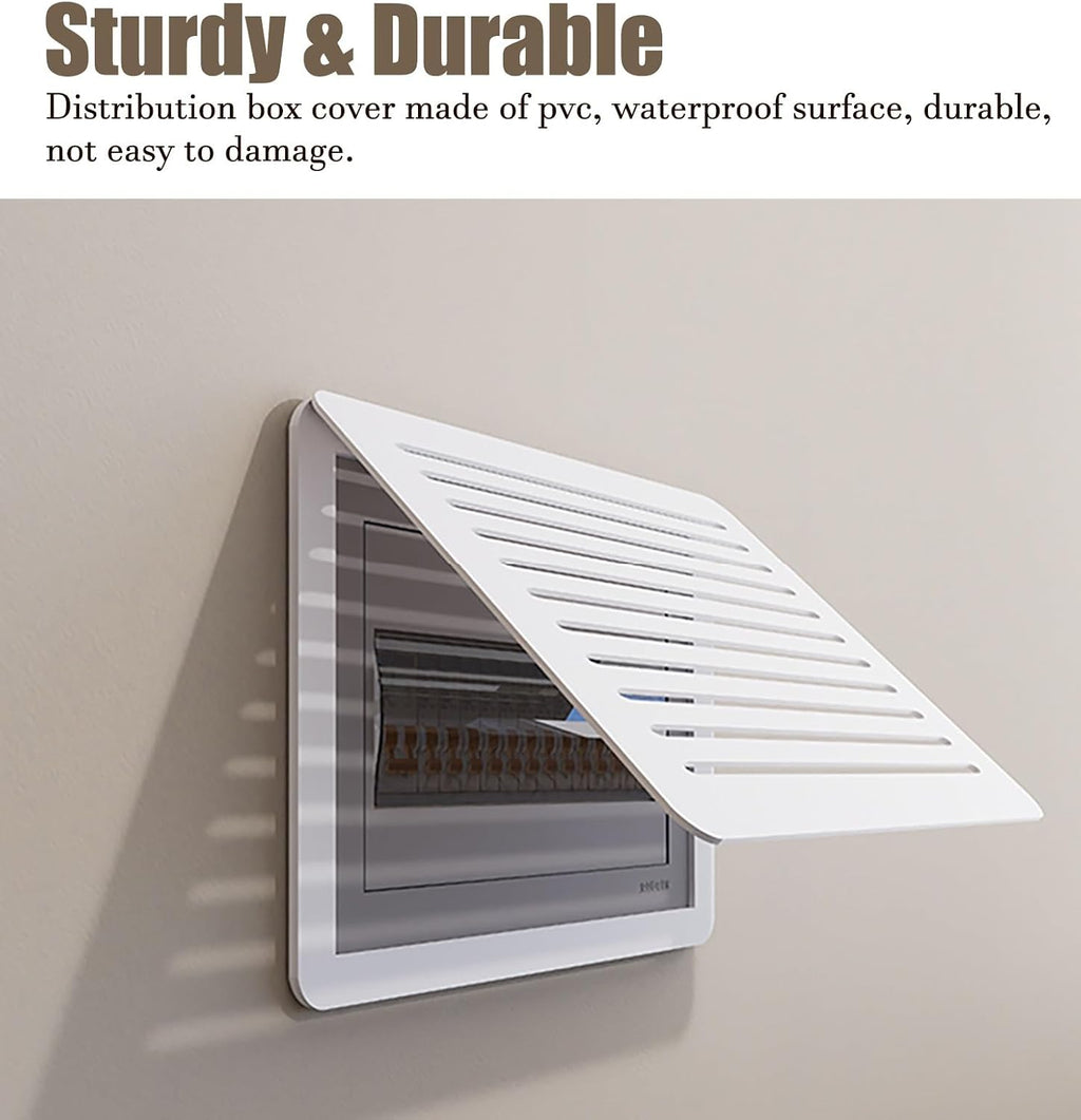 Electrical Panel Cover Ventilated fuse box cover white, Airflow Vent electrical panel cover, Wall Hanging breaker box cover for Office, Restaurant, Farmhouse decor(Style2,WXH-60 x 45CM-23.6x17.7')