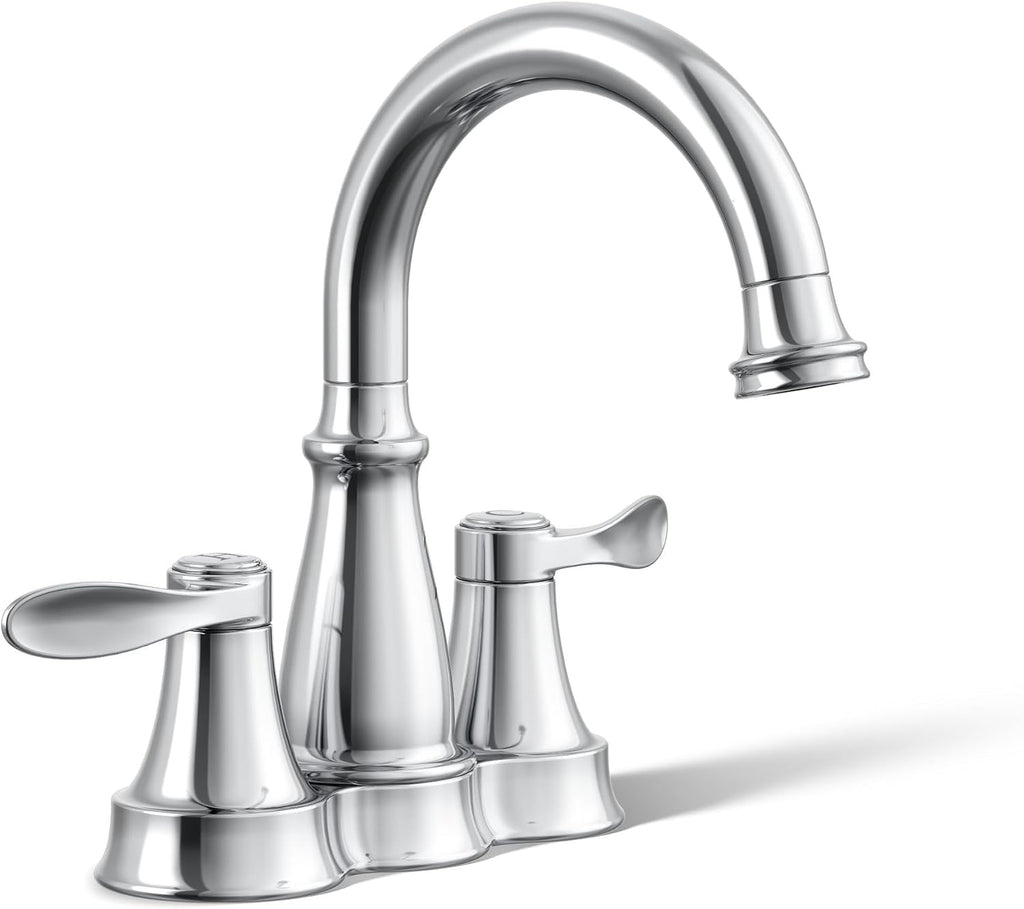 KOHLER K-27378-4-CP Bellera® Centerset Bathroom Sink Faucet, 1.2 GPM, Ceramic Disc Valves, Traditional Design, Polished Chrome