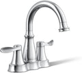 KOHLER K-27378-4-CP Bellera® Centerset Bathroom Sink Faucet, 1.2 GPM, Ceramic Disc Valves, Traditional Design, Polished Chrome