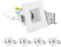 LUXRITE 2 Inch Square LED Recessed Lighting with Junction Box, 3CCT Selectable 3000K/4000K/5000K, CRI 90, Dimmable Canless LED Downlight Kit, 8W, 600 Lumens, IC Rated, Damp Rated, ETL Listed (4 Pack)