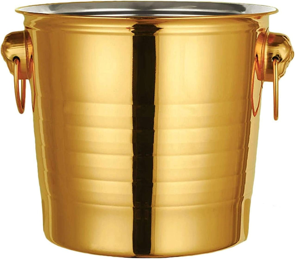 Ice Bucket, Tiger Head Stainless Steel Ktv Champagne Wine Barrel Spit Wine Bucket Ice Bar Beer Barrel Ice Buckets for Parties (3L,Gold)