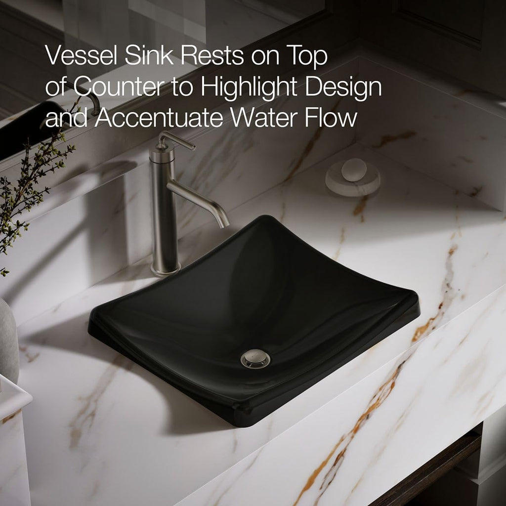 Kohler K-2833-7 DemiLav Above-Counter Single Bowl Bathroom Sink Black Black