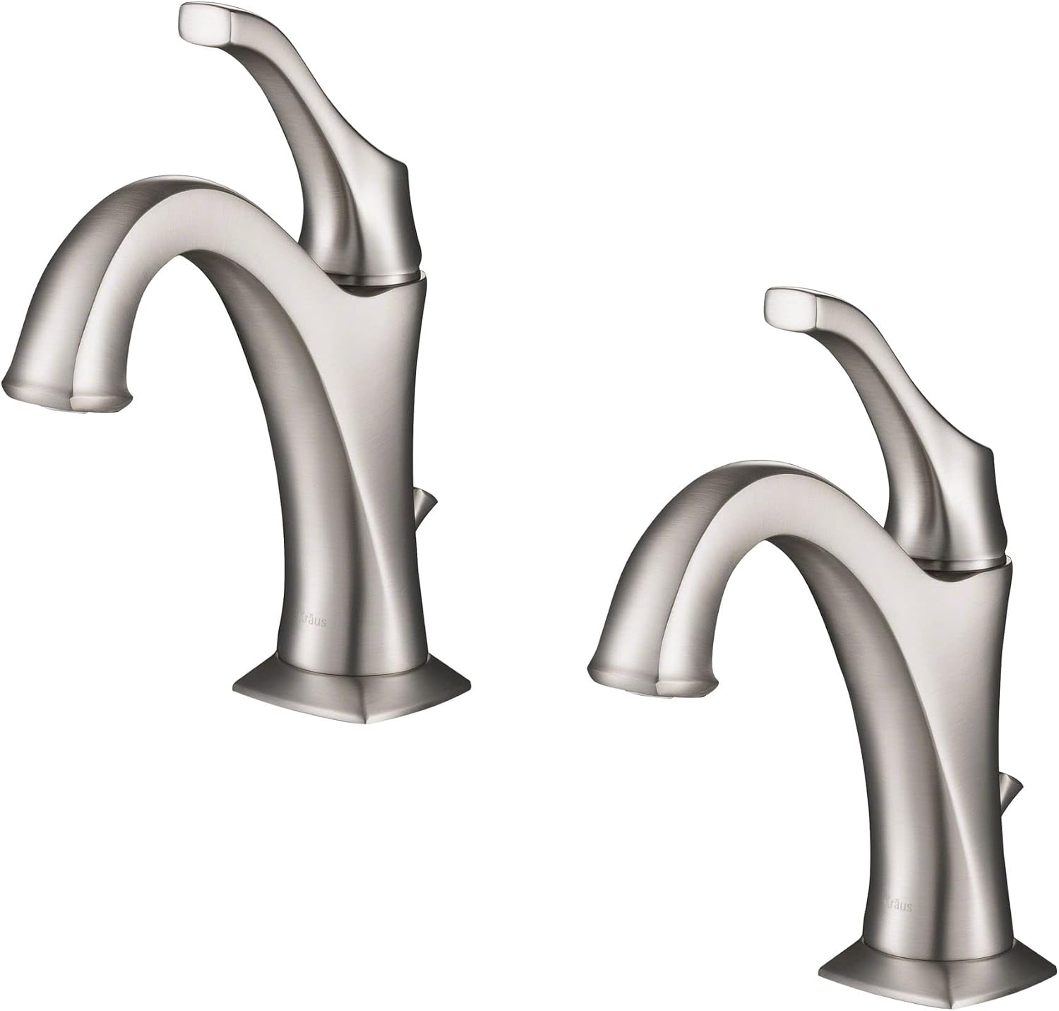 KRAUS KBF-1201SFS Arlo Single Handle Basin Bathroom Faucet with Lift Rod Drain and Deck Plate, Spot-Free All-Brite Stainless Steel (2-Pack)