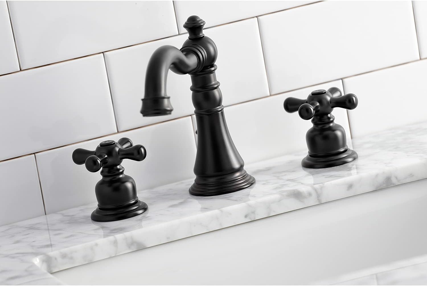 Fauceture FSC1970AX American Classic Widespread Bathroom Faucet with Brass Pop-Up, Matte Black