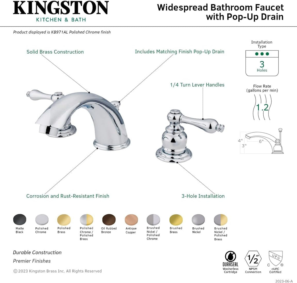 Kingston Brass KB976AL Victorian Widespread Bathroom Faucet, Antique Copper, 10 x 5.75 x 4.06