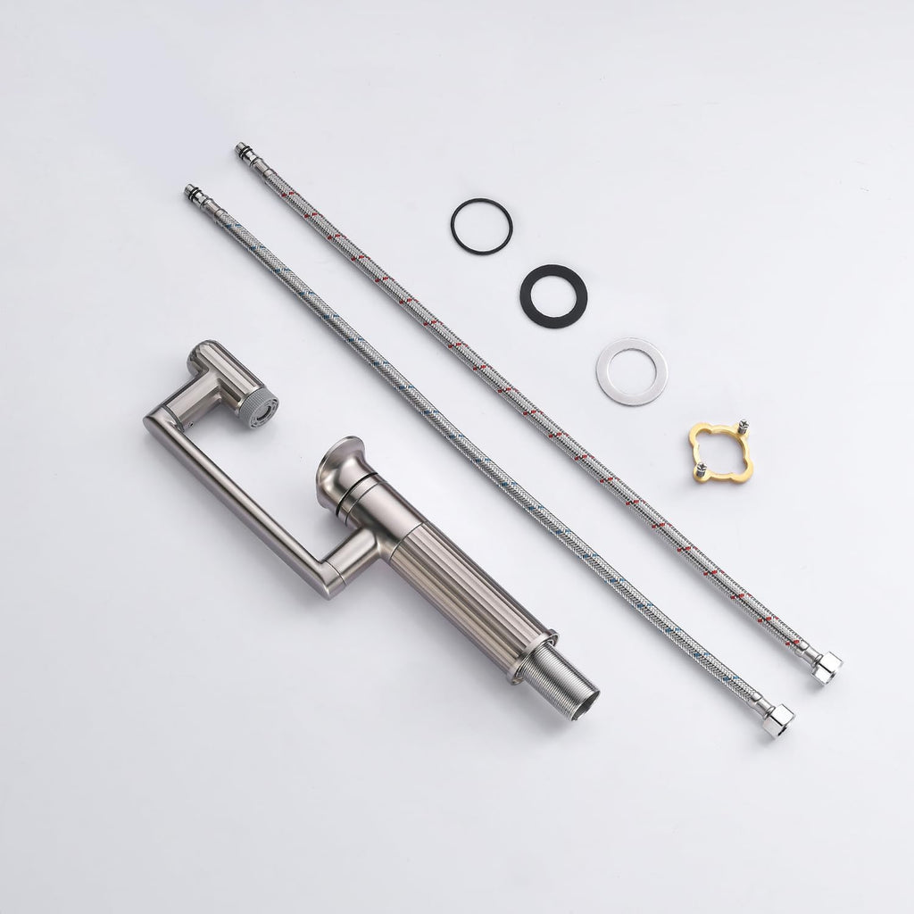 Lefton Rotatable Bathroom Faucet with 2 Water Modes, Single Hole Vanity Sink Faucet for Bathroom and Laundry Room, Brushed Nickel, BF2208-0