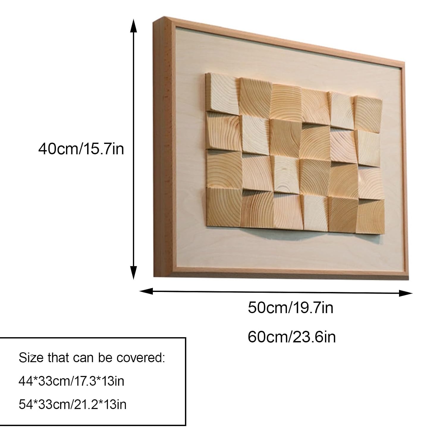 Decorative Electrical Panel Cover, Wall Mounted Electric Meter Box Cover, Wooden Wall Art Decorative, Meter Switch Box for Livingroom and Office(White,60 * 40cm/23.6 * 15.7in)