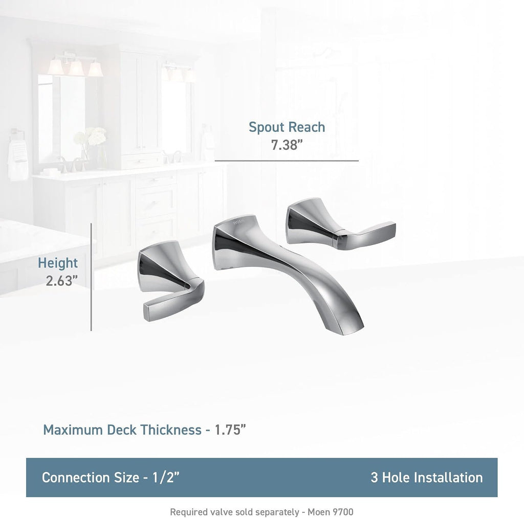 Moen Voss Oil Rubbed Bronze Two-Handle Wall Mount Bathroom Faucet Trim Kit, Valve Required, T6906ORB