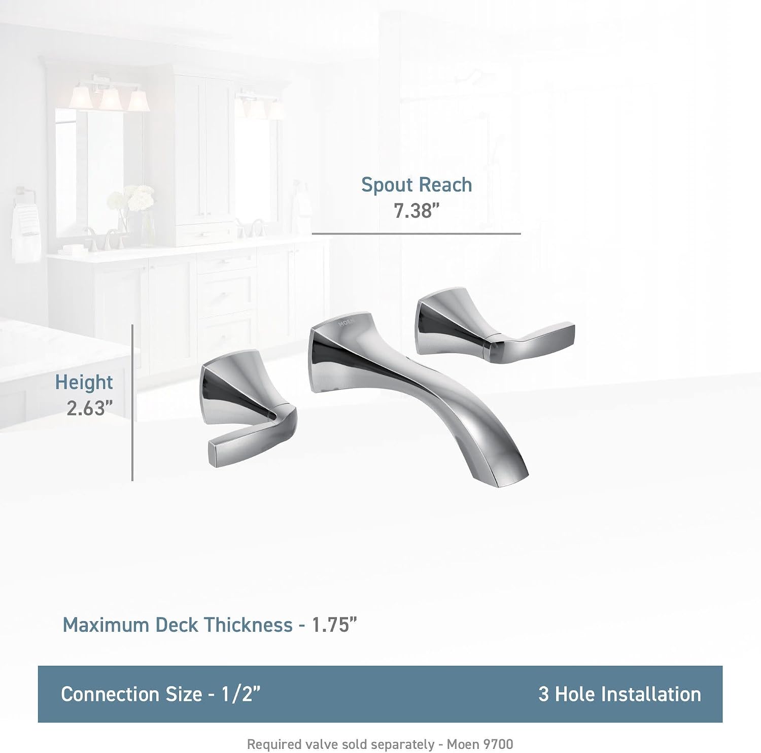 Moen Voss Oil Rubbed Bronze Two-Handle Wall Mount Bathroom Faucet Trim Kit, Valve Required, T6906ORB