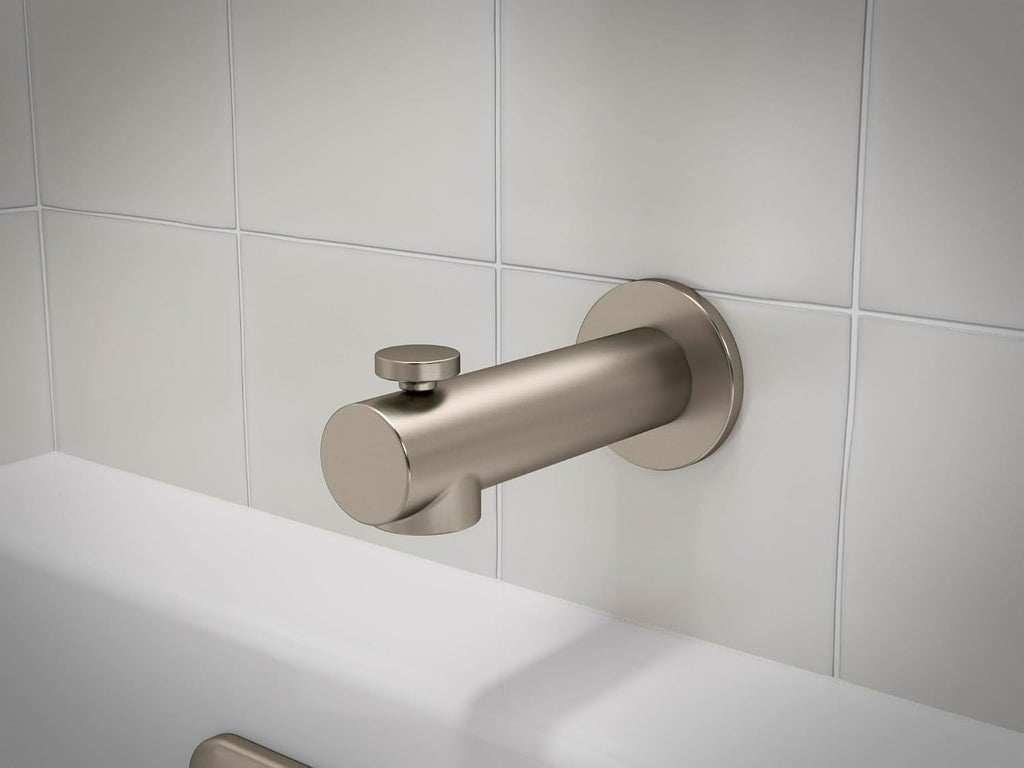 KOHLER TLS35322-4-BN, Elate Rite-Temp Bath and Shower Trim Kit with Push-Button Diverter, Vibrant Brushed Nickel, Stylish Bathroom Accessory, Corrosion-Resistant (Without Showerhead)