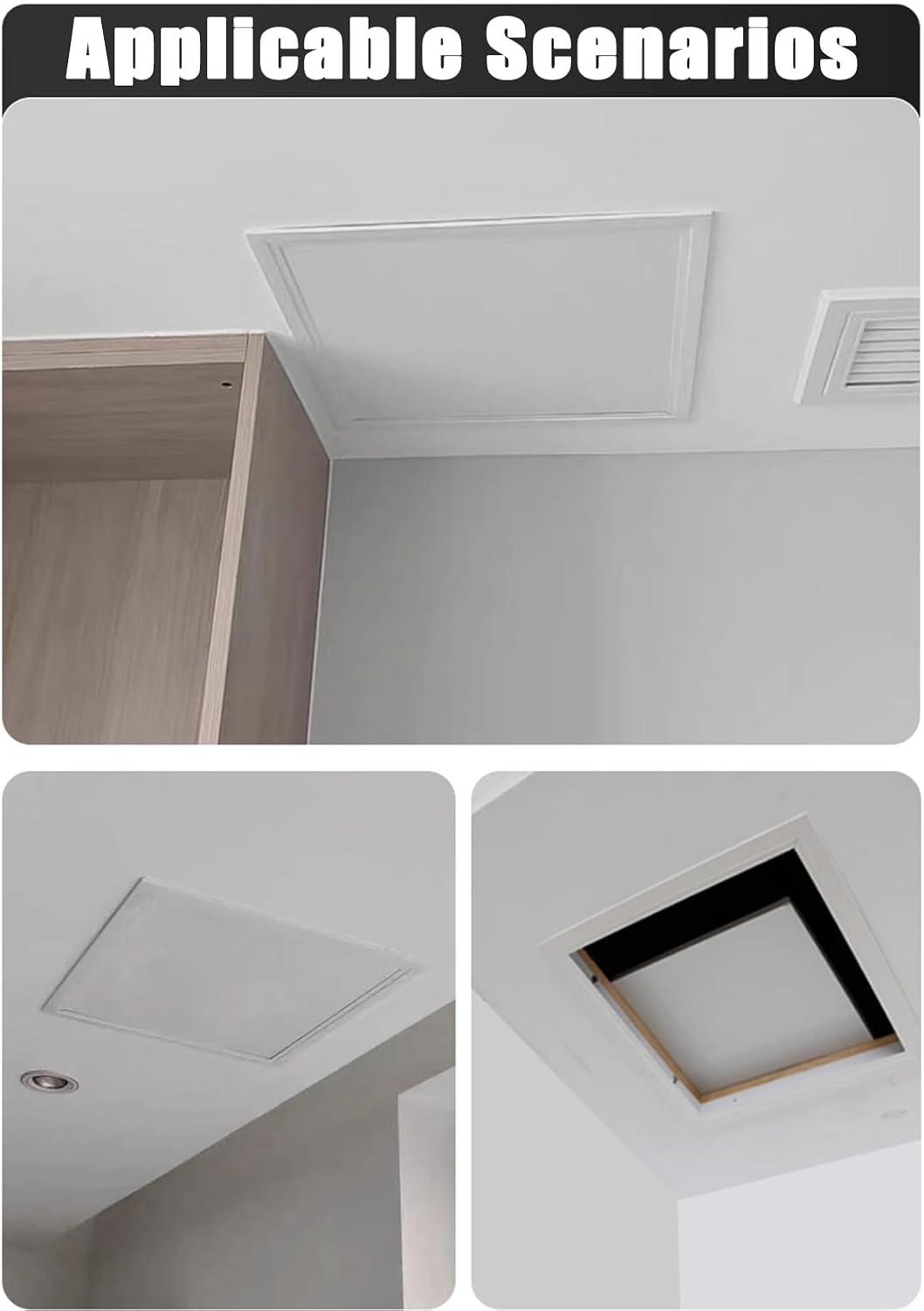 Black White Gray Metal Inspection Door, Classic Ceiling Access Panel with Screws, Customizable, Easy-to-Install Access Door(Black,12x24in/300x600mm)