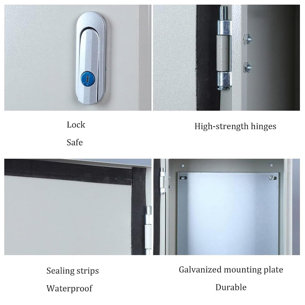 Steel Electrical Junction Box, Moisture Proof Metal Electrical Box with Safety Lock, Sleek Wall-Mounted Distribution Enclosure, Perfect for Home Renovation & Daily Use(50x40x25cm)