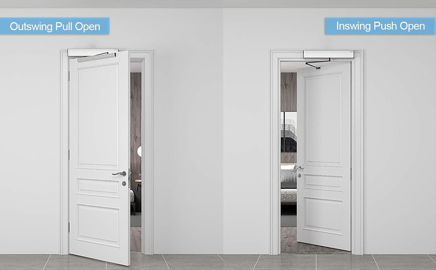 Olideauto Heavy Duty Commercial Door Operator Olide-120B,Low Power Auto Swing Door with 2PCS Exit Buttons and Stainless Steel DC12V 881lbs Electric Lock