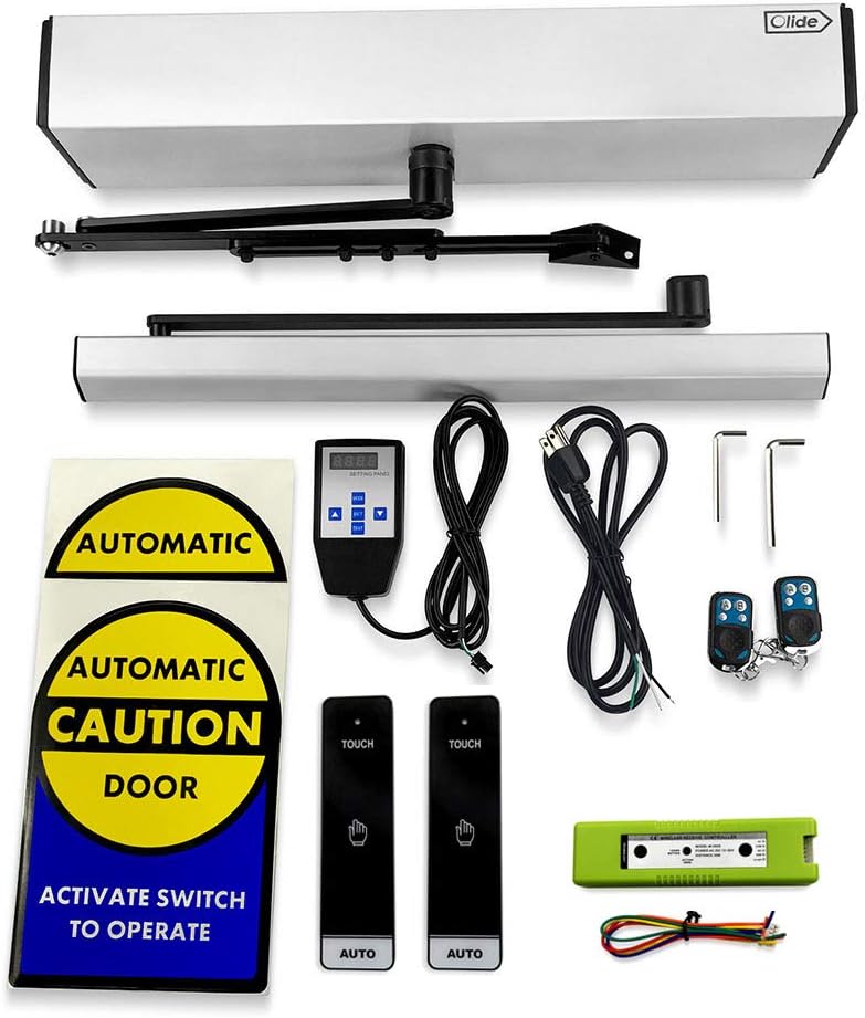 Olideauto DSW120 Wireless Push Panel Swing Opening Door Opener with 2pcs Wireless Long Push Plates and 1pcs Receiver