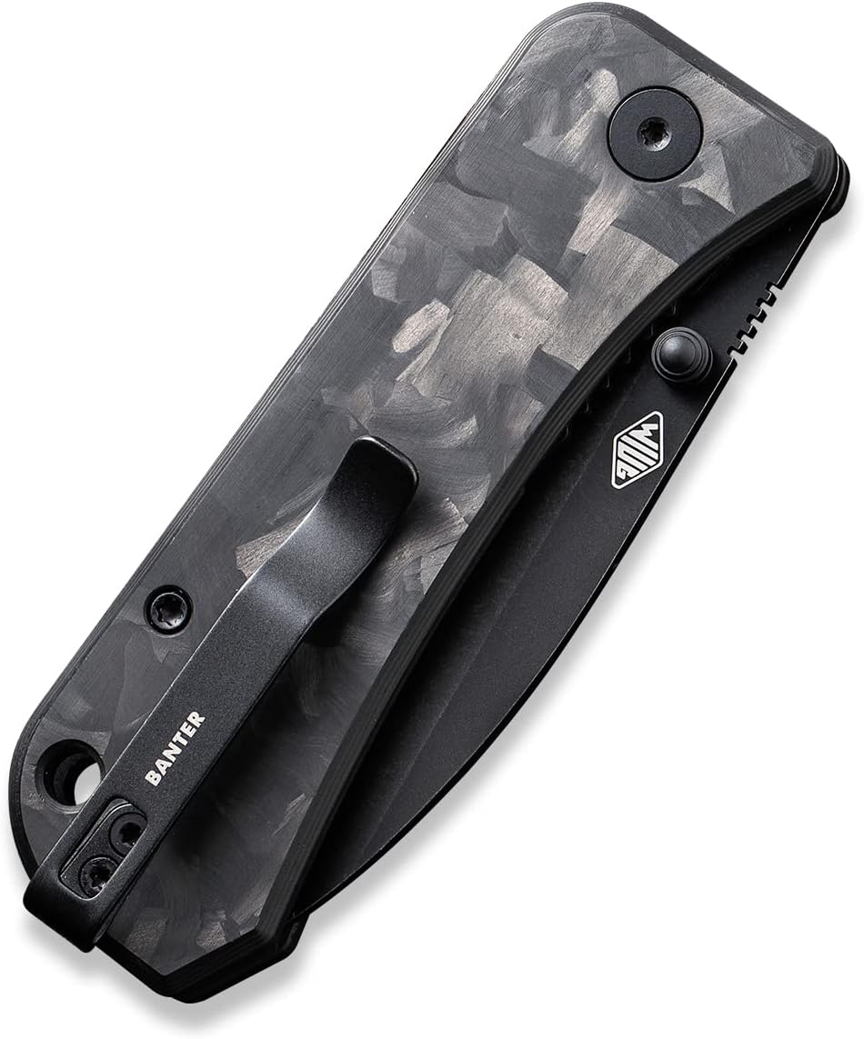 WeKnife Banter Pocket Knife for EDC, Ben Petersen Folding Knife with 2.9'S35VN Blade, Cabon Fiber Handle Titanium Thumb Stud Opener 2004H (Marble)