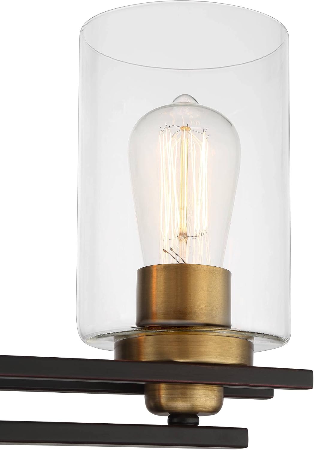 Possini Euro Design Demy Modern Industrial Wall Mount Light Oil Rubbed Bronze Gold Hardwired 27' 4-Light Fixture Clear Glass Shade for Bedroom Bathroom Vanity Living Room Home Hallway Kitchen