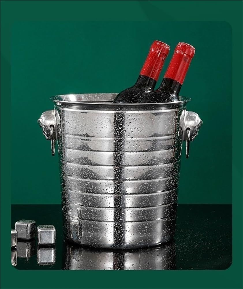 4 Pcs Stainless Steel Champagne Bucket, Beverage Tub with Handles, Ice Bucket, Party Beverage Chiller, for Champagne Beer Cocktail Wine Drinks(Gold,Large)